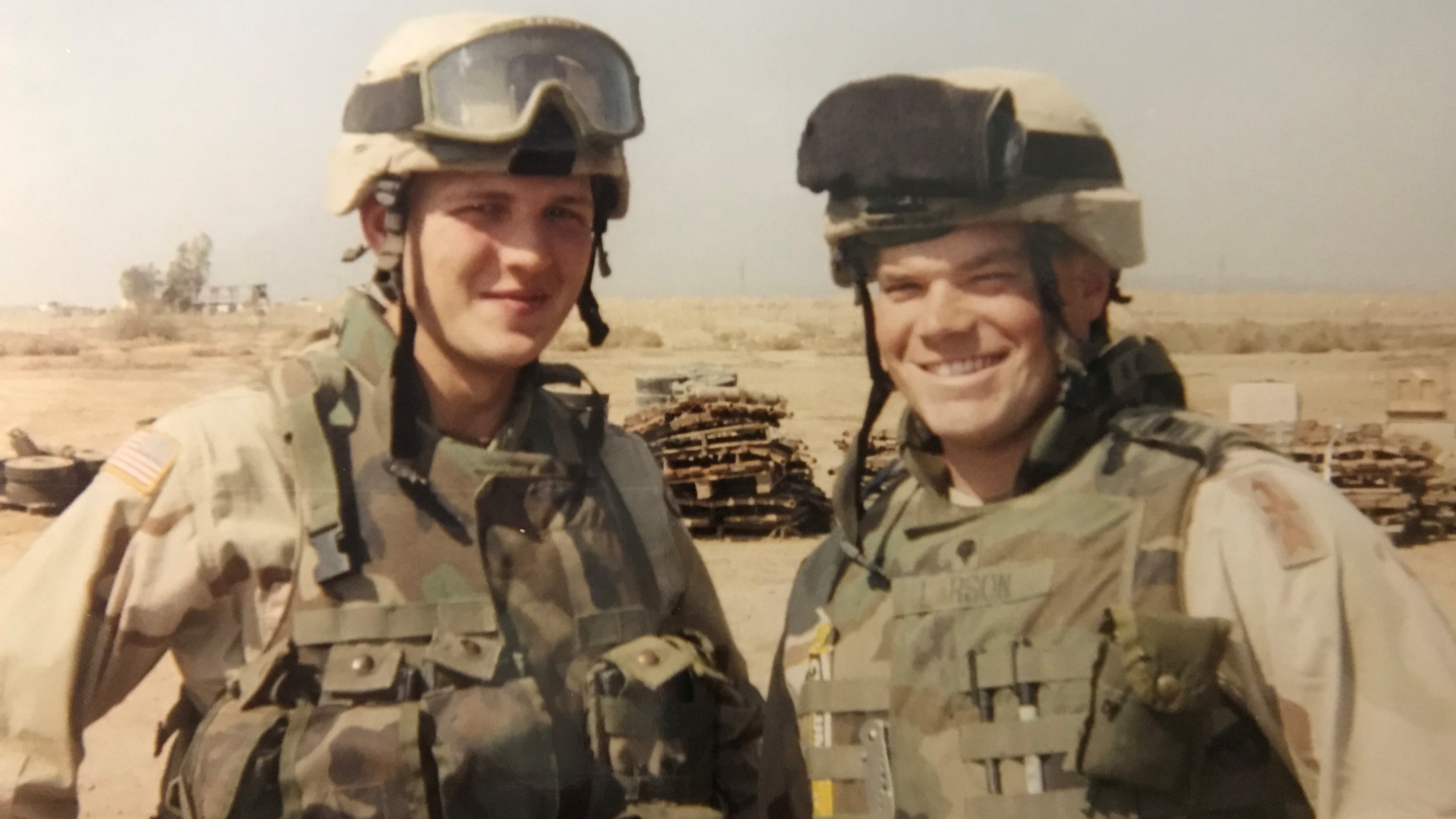 Jake and his friend in Iraq